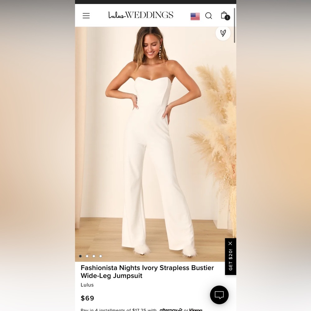 Fashionista Nights Ivory Strapless Bustier Wide-Leg Jumpsuit